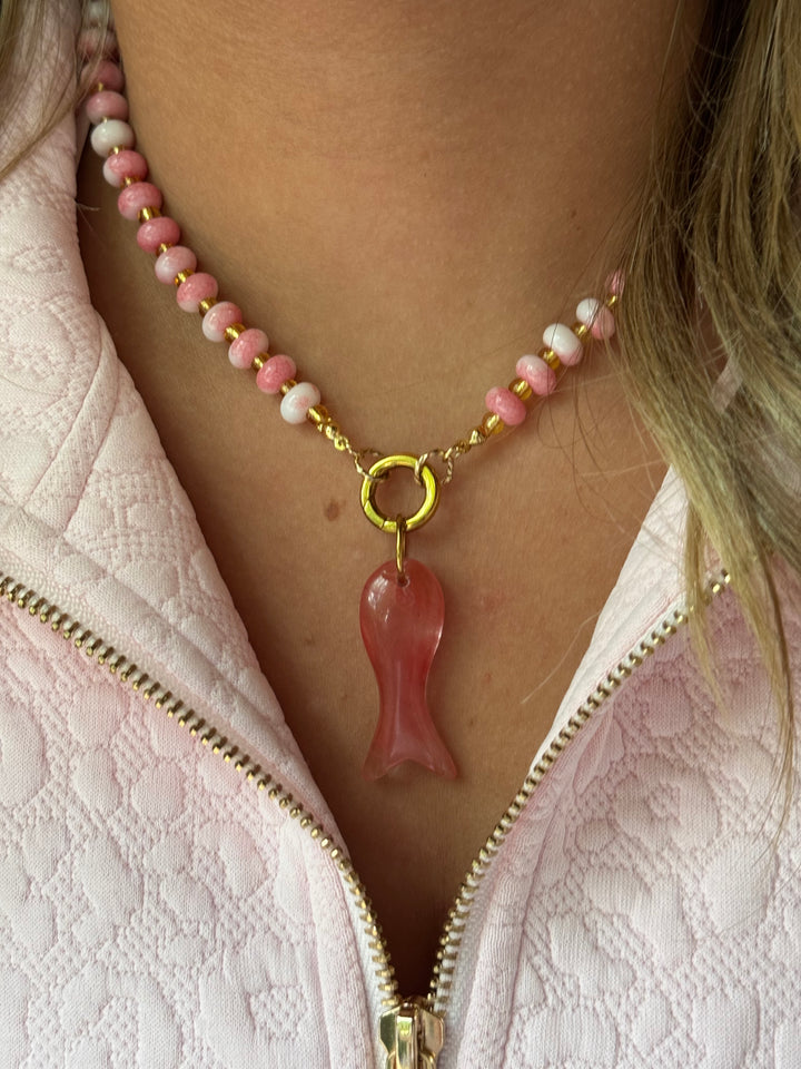 Magnolia Pink Stone Necklace