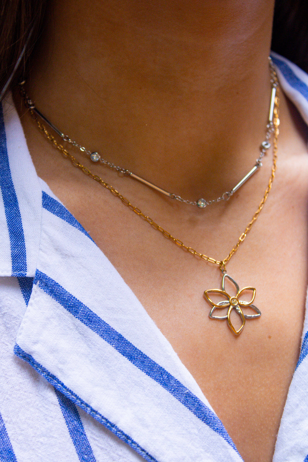 Lizzie Mixed Metal Petals Necklace