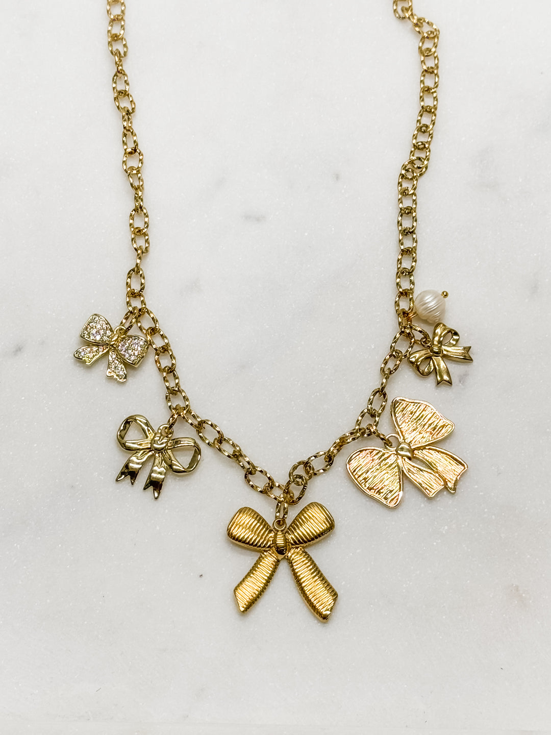 Prissy Bow Charm Necklace