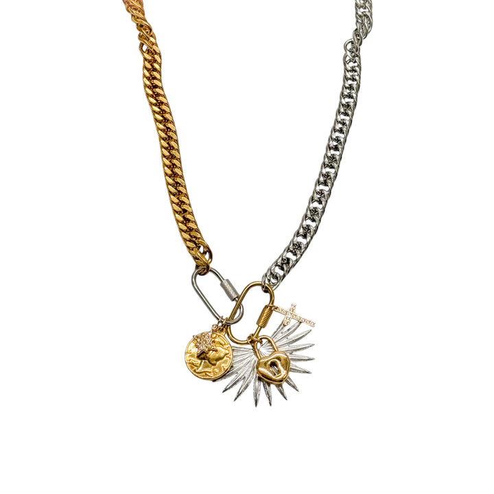 Athena Bold Mixed Metals Charm Necklace