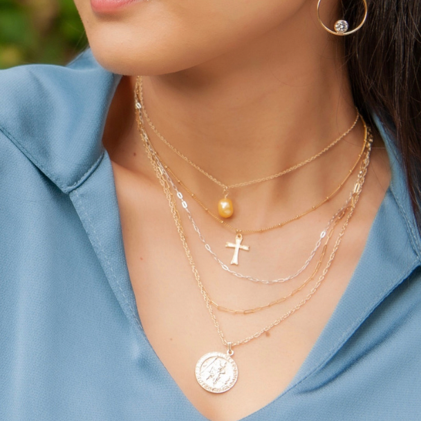 Classic Cross Necklace in Gold-Filled