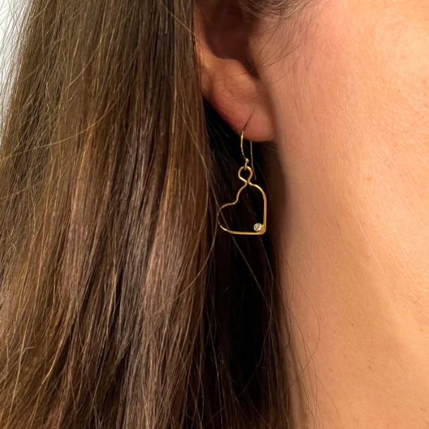 CZ Heart Earrings in Gold-Filled