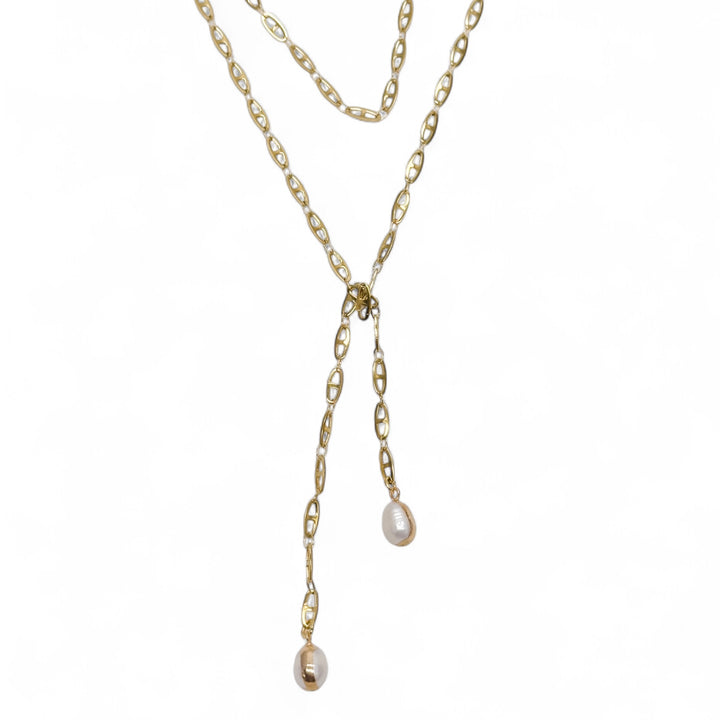 Dipped Baroque Pearl Wrap Necklace