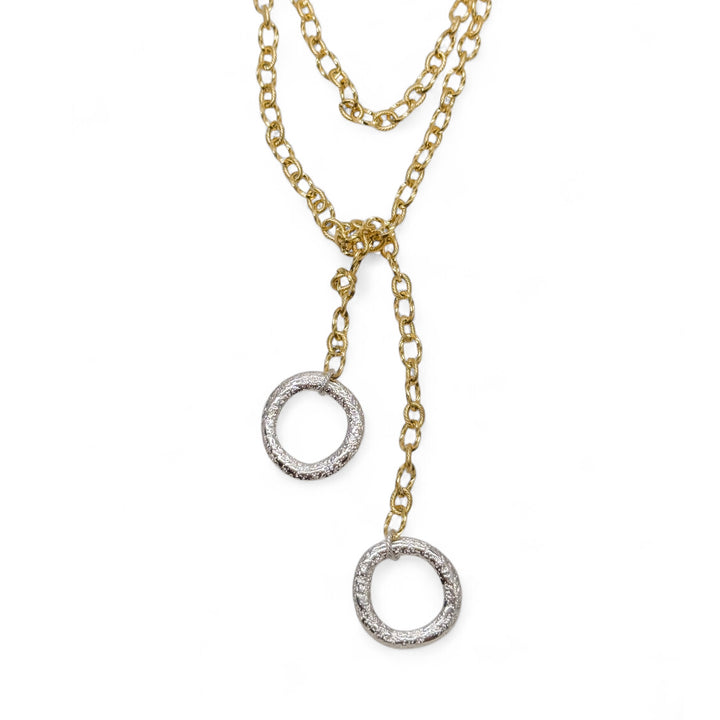 Organic Circle Link Mixed Wrap Necklace