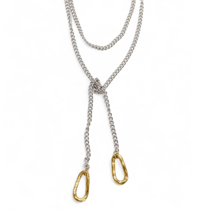 Organic Links Mixed Metals Wrap Necklace