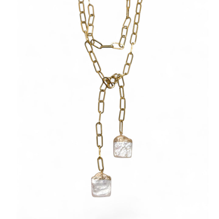 Square Baroque Pearl Wrap Necklace