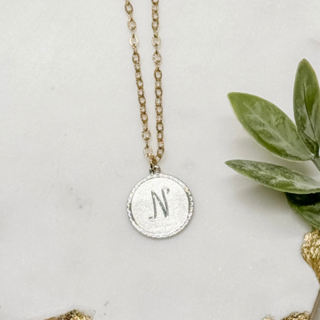 Personalized Mixed Metal Initial Charm Necklace