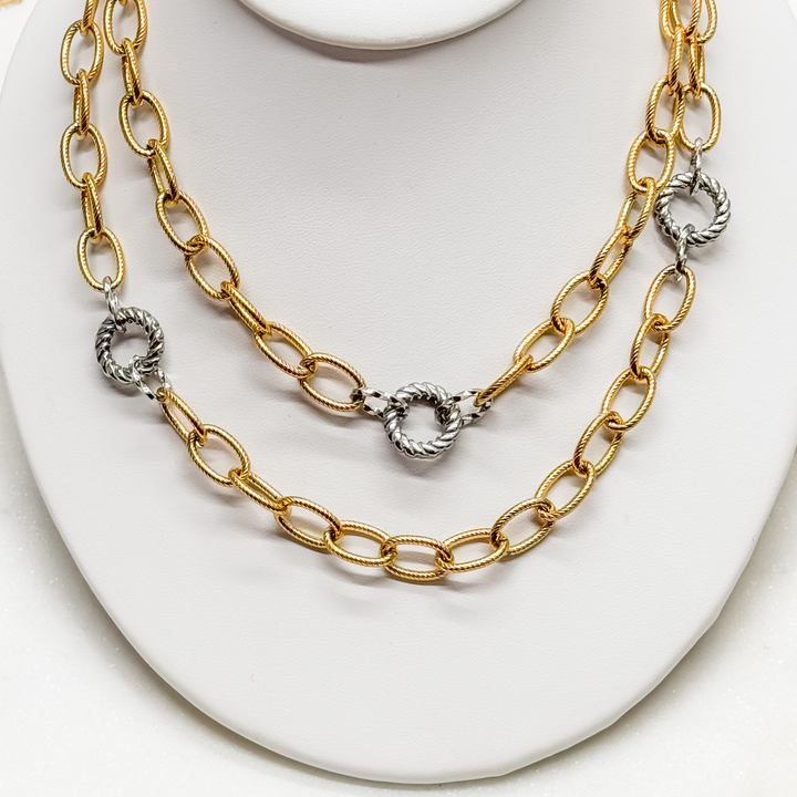 Collier Long Necklace in Mixed Metals