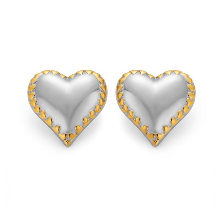 Amara Mixed Metal Post Heart Earrings