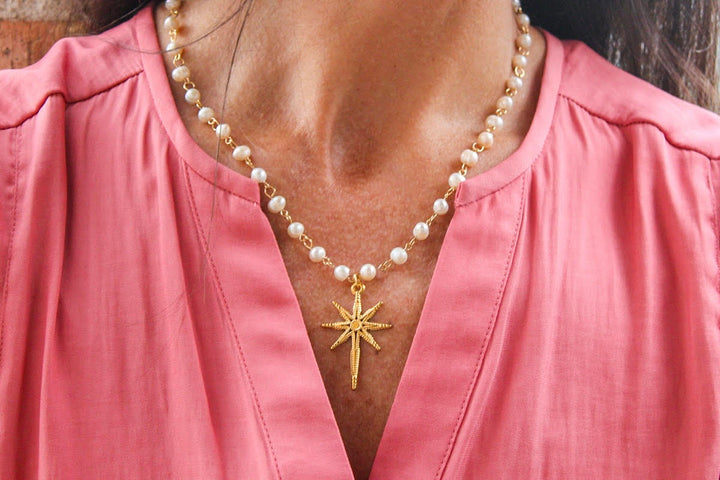 Celeste North Star Pearl Necklace