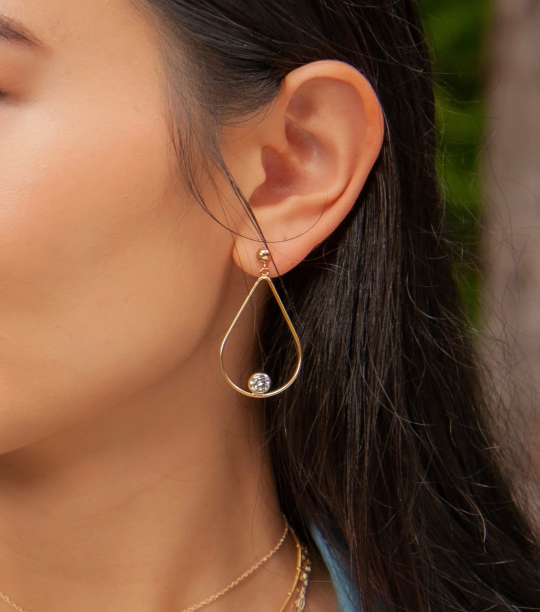 Teardrop CZ Post Earrings in Gold-Filled