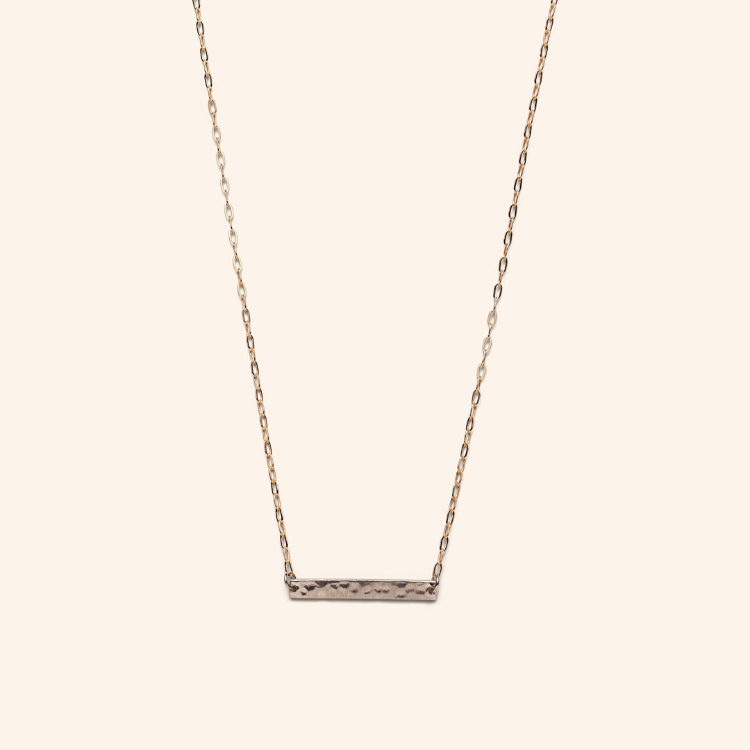 Hammered Bar Necklace in Mixed Metals, Sterling Silver/Gold-Filled
