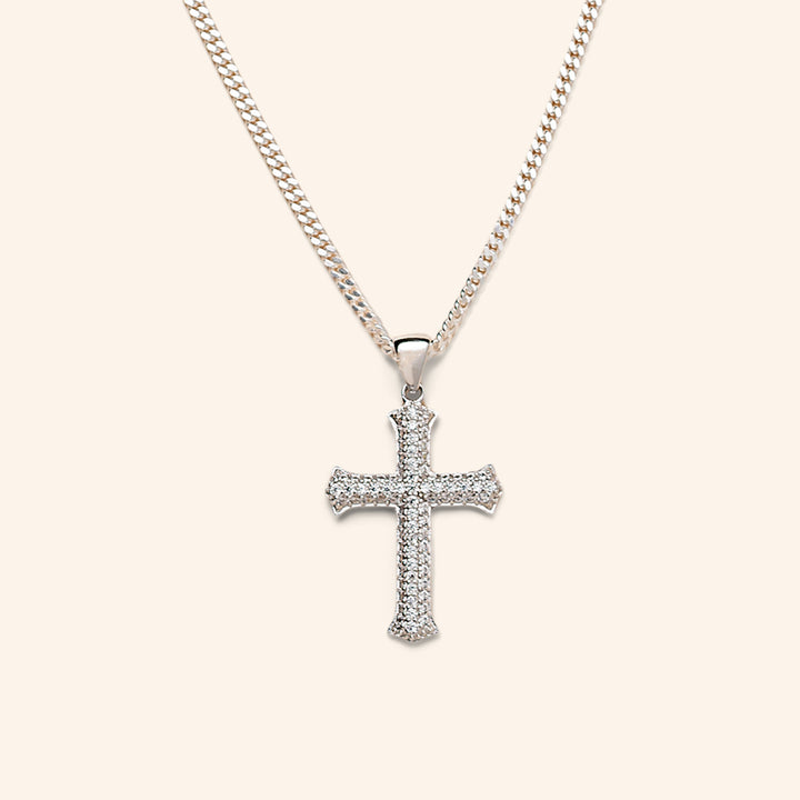 CZ Cross Necklace in Sterling Silver
