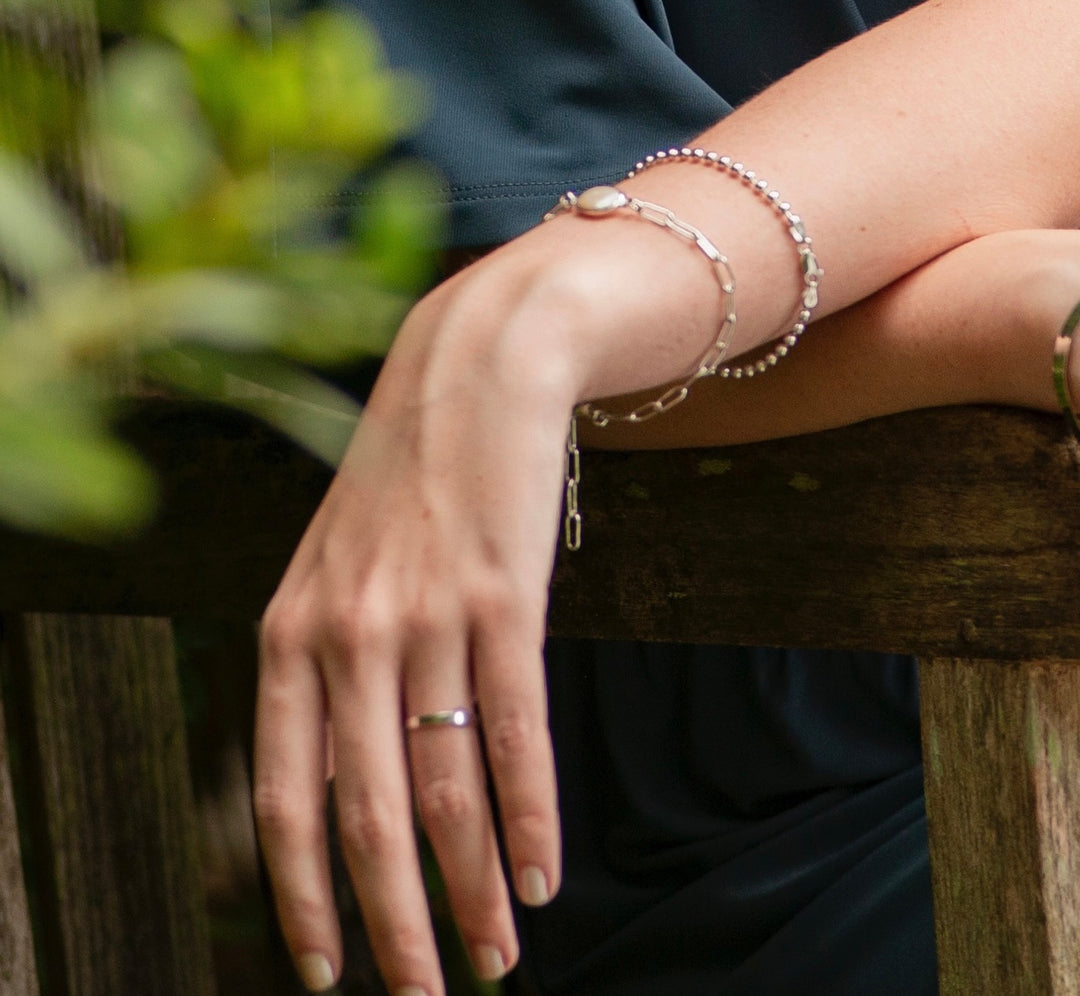 Flat Stacking Ring in Sterling Silver