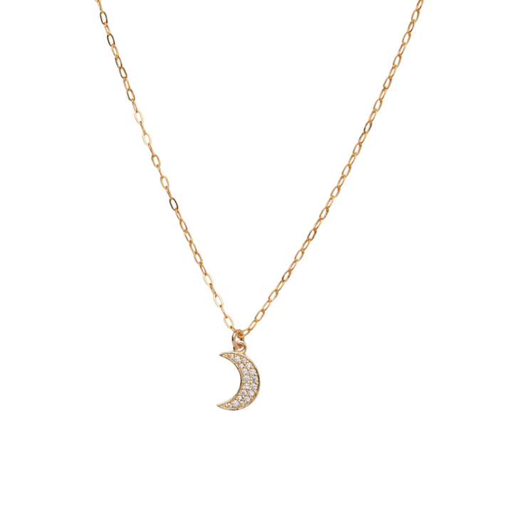 CZ Crescent Moon Necklace in Vermeil/Gold-Filled