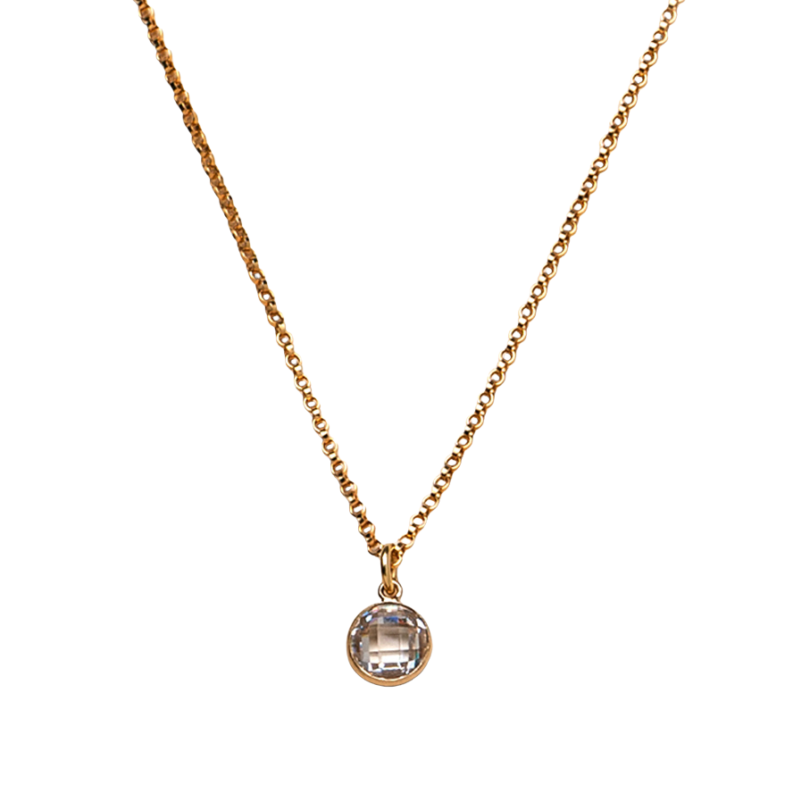 Checkerboard Bezel CZ Necklace in Gold-Filled