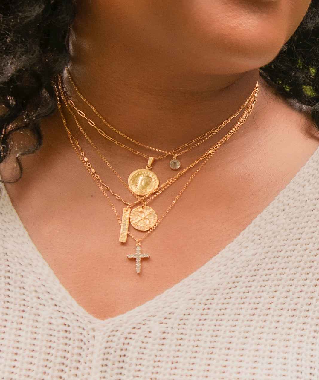 CZ Cross Necklace in Vermeil/Gold-Filled