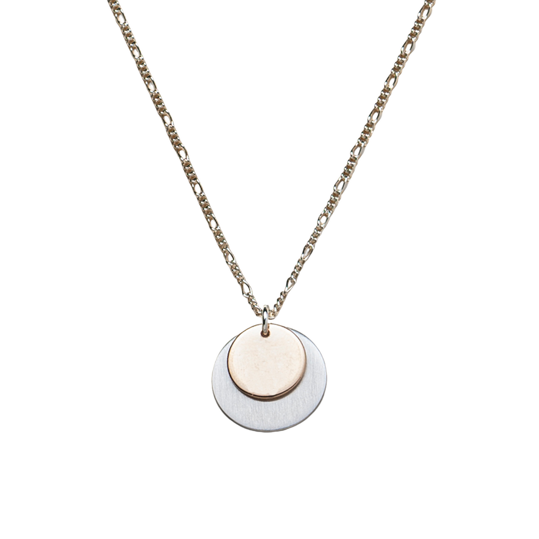 Layered Disk Necklace in Mixed Metals, Sterling Silver/Gold-Filled
