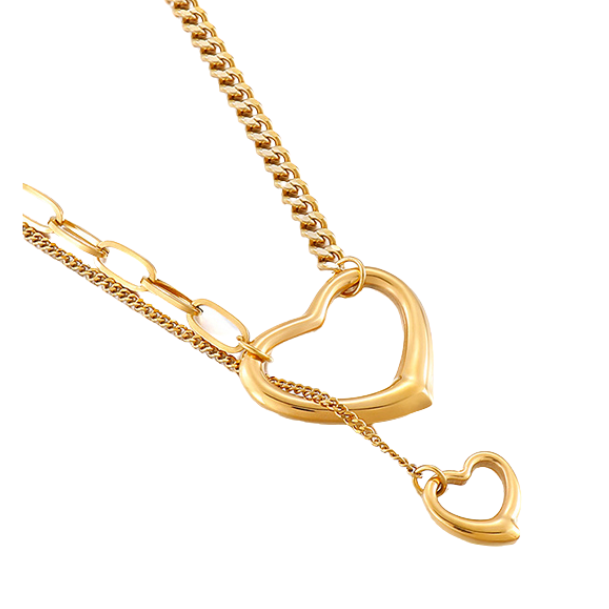 Chunky Heart Lariat Necklace