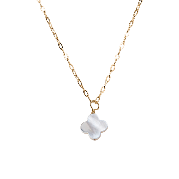 Mother-of-Pearl Clover Necklace in Gold-Filled