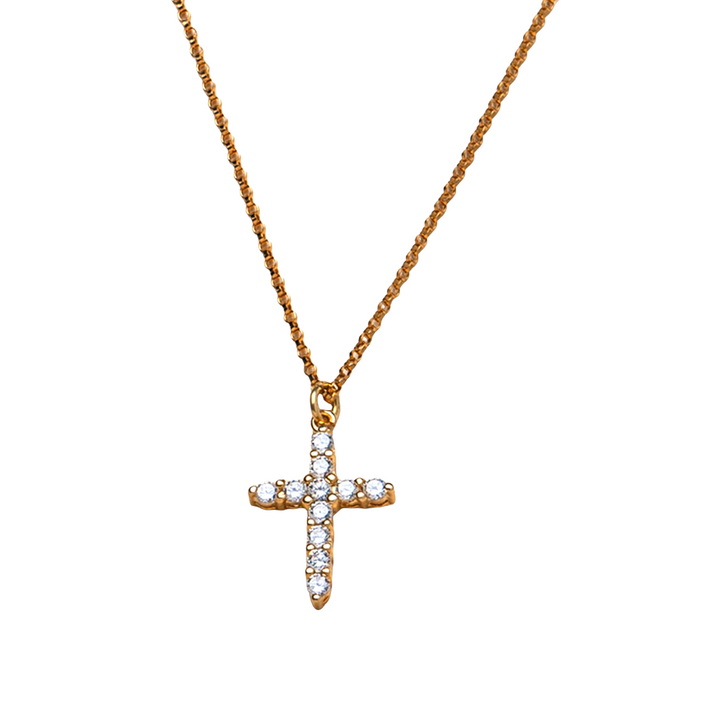 CZ Cross Necklace in Vermeil/Gold-Filled