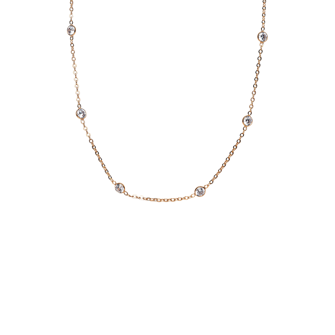 CZ Station Necklace in Gold-Filled