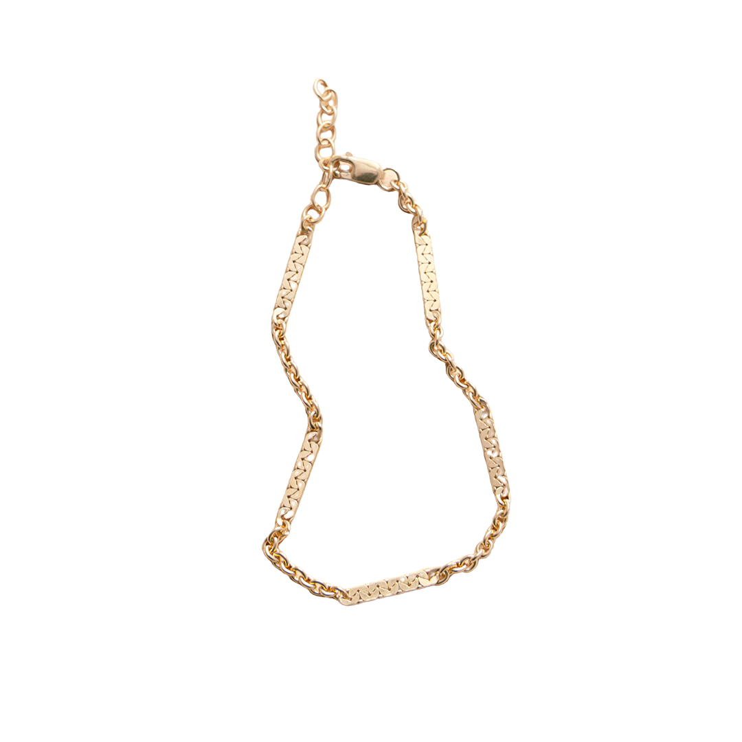 Dapped Cable Chain Bracelet in Gold-Filled