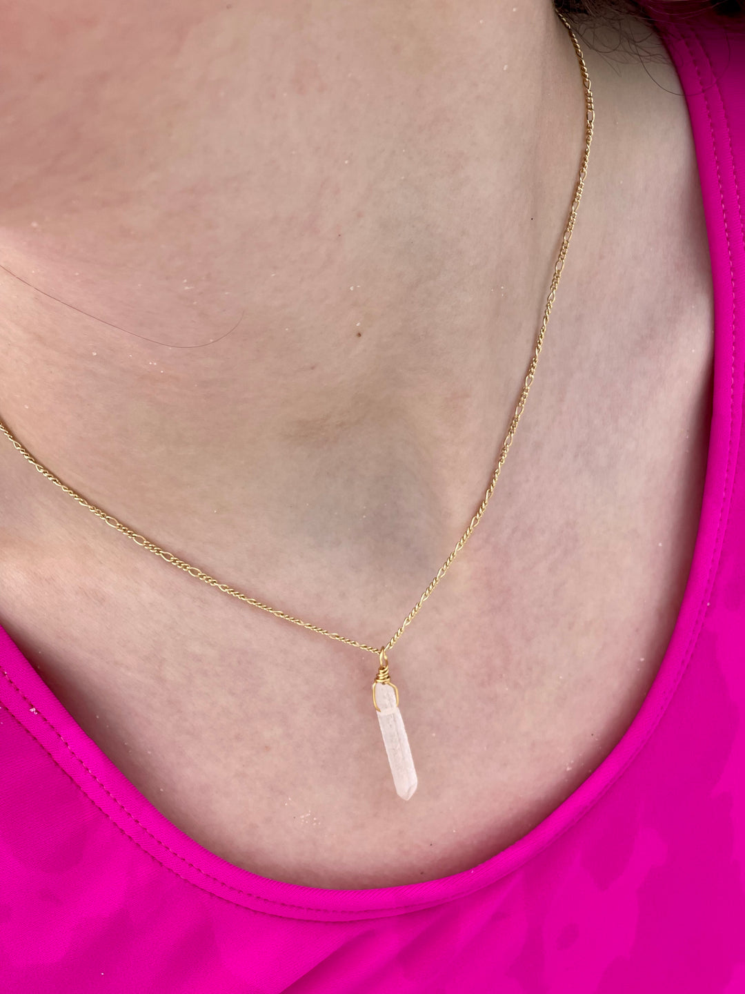 Raw Quartz Spike Necklace in Gold-Filled