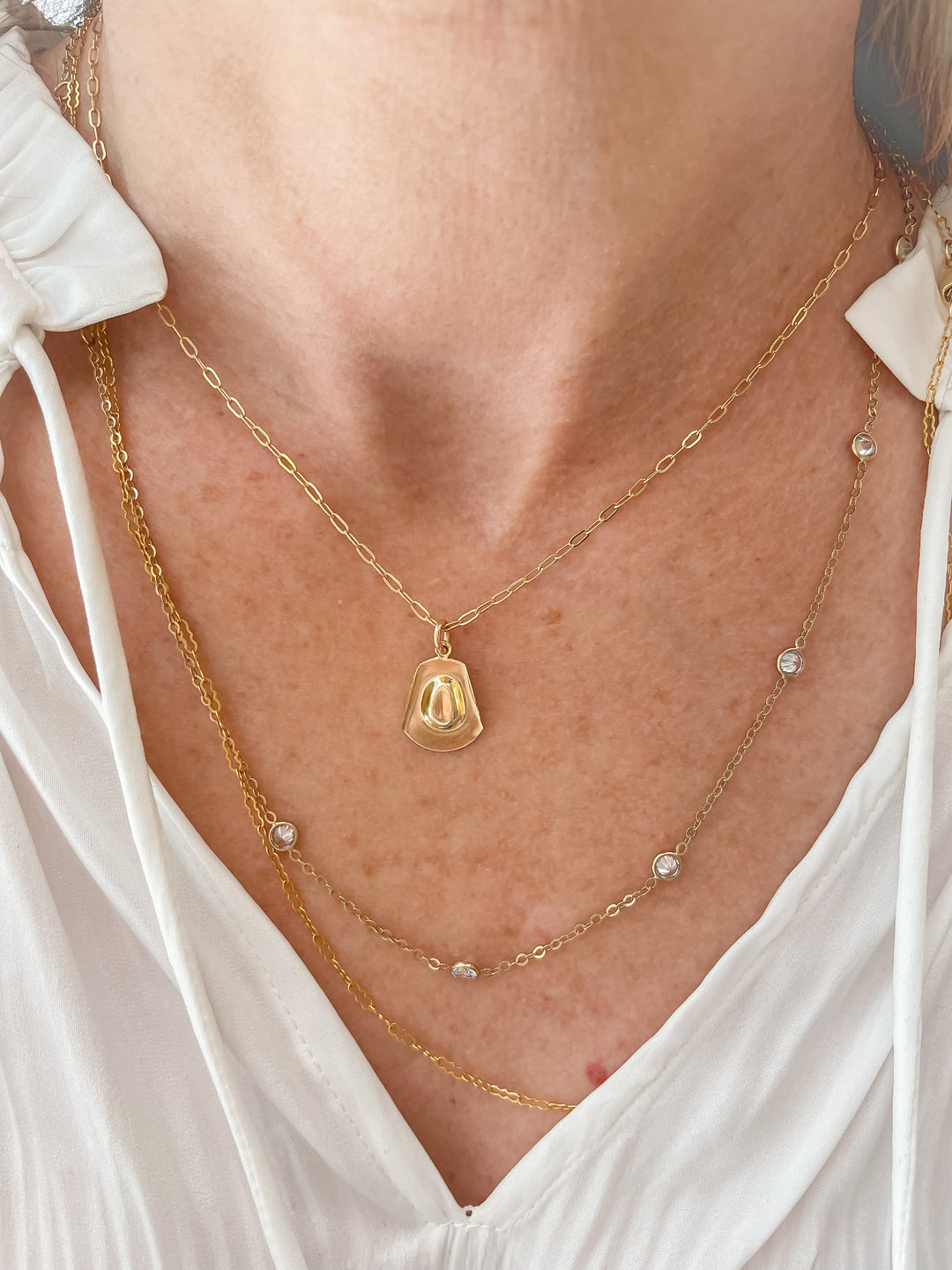 CZ Station Necklace in Gold-Filled