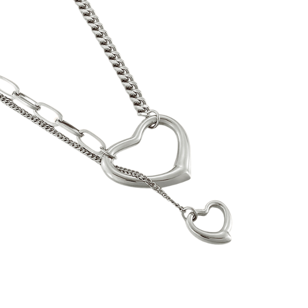 Chunky Heart Lariat Necklace