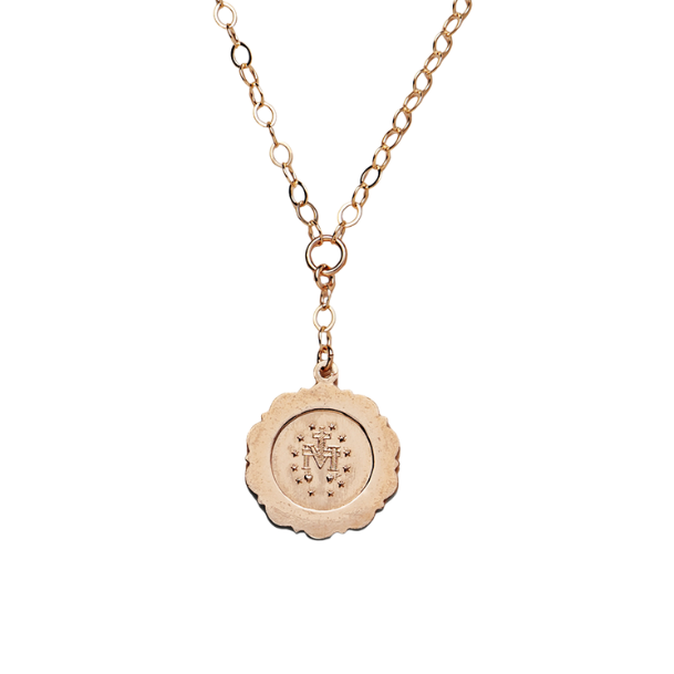 Virgin Mary Medal Y Necklace in Gold-Filled