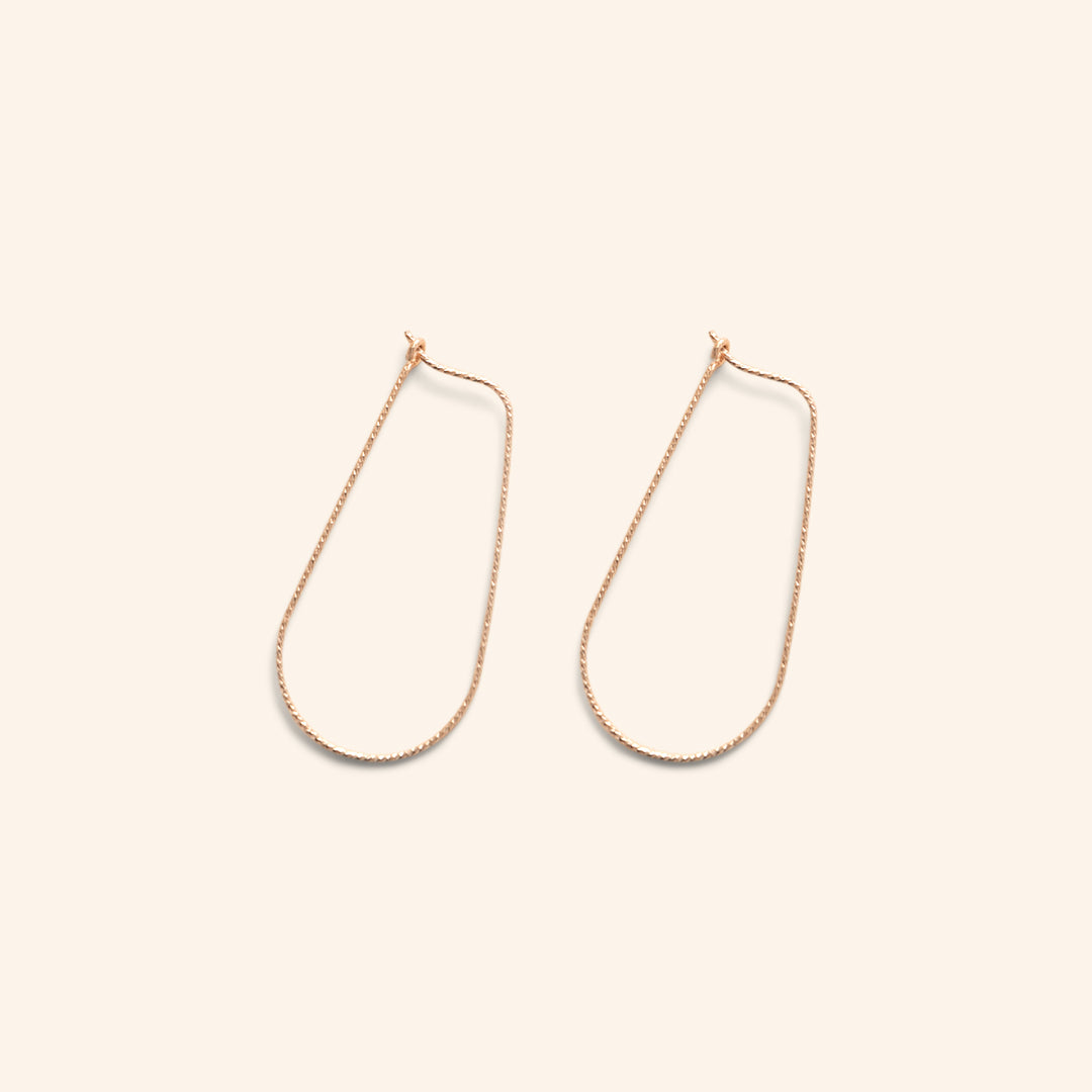 Teardrop Sparkle Wire Hoops in Gold-Filled