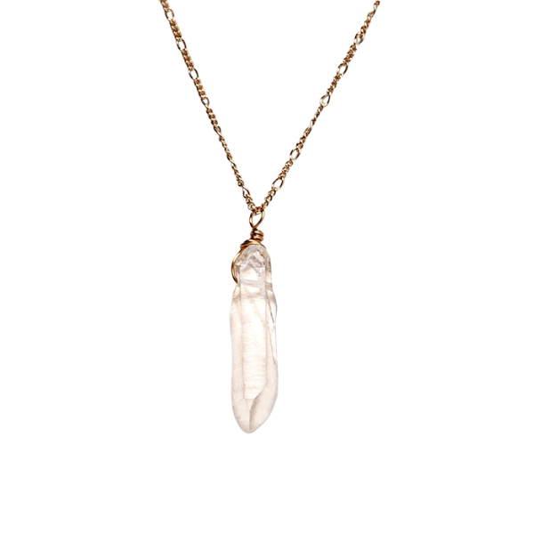 Raw Quartz Spike Necklace in Gold-Filled