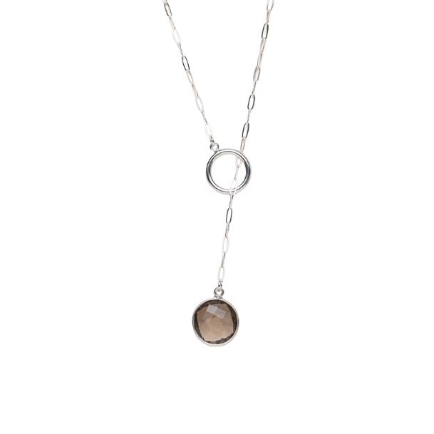 Smoky Quartz Toggle Necklace in Sterling Silver
