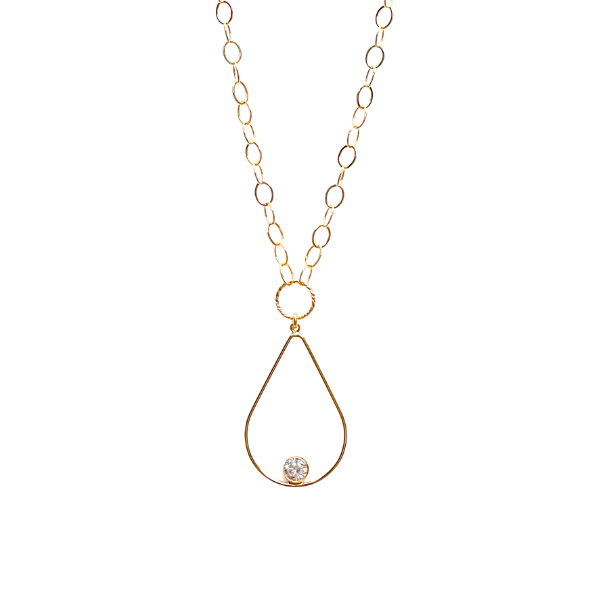 Teardrop CZ Necklace in Gold-Filled